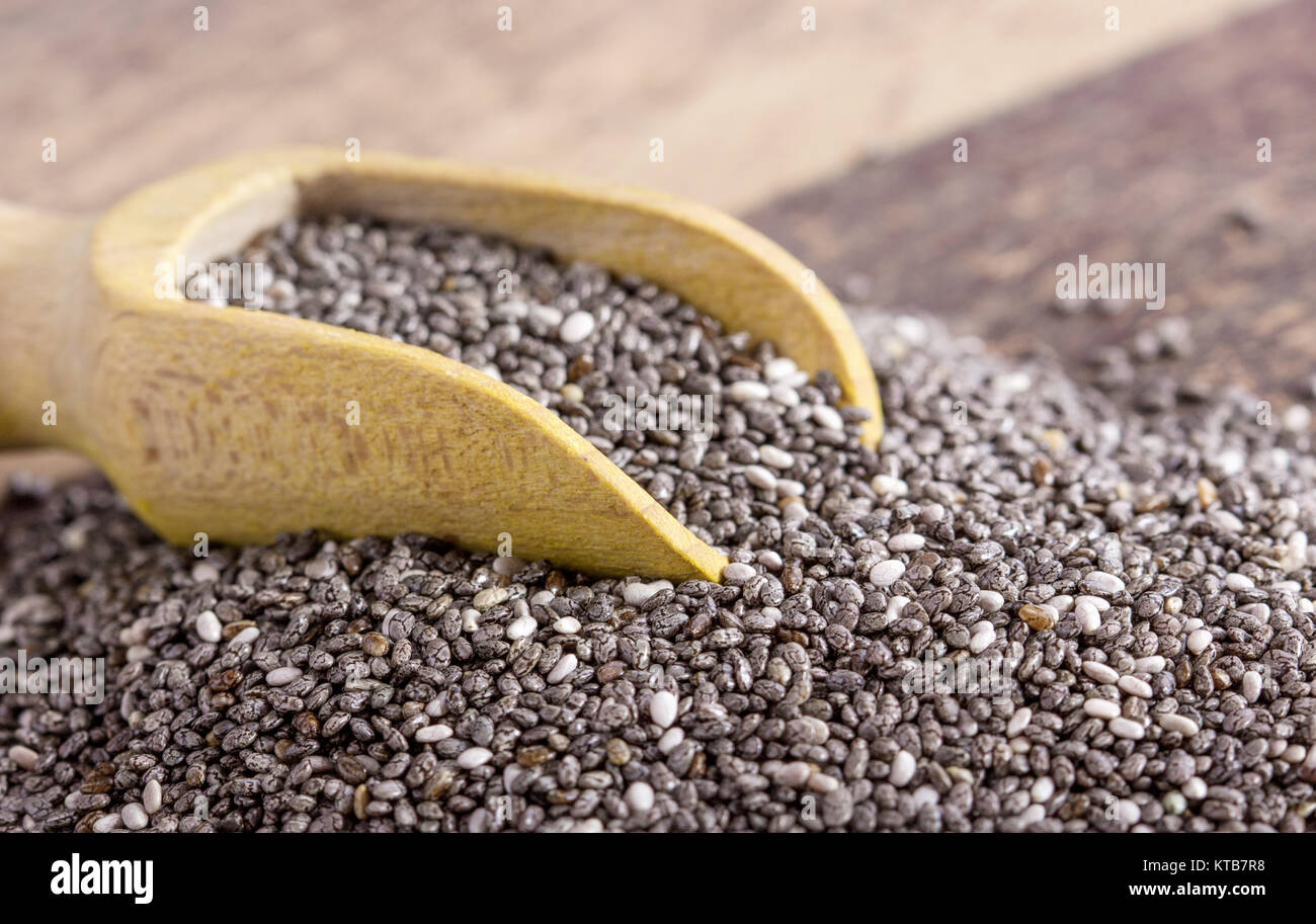 shakers with unpeeled chia seeds Stock Photo