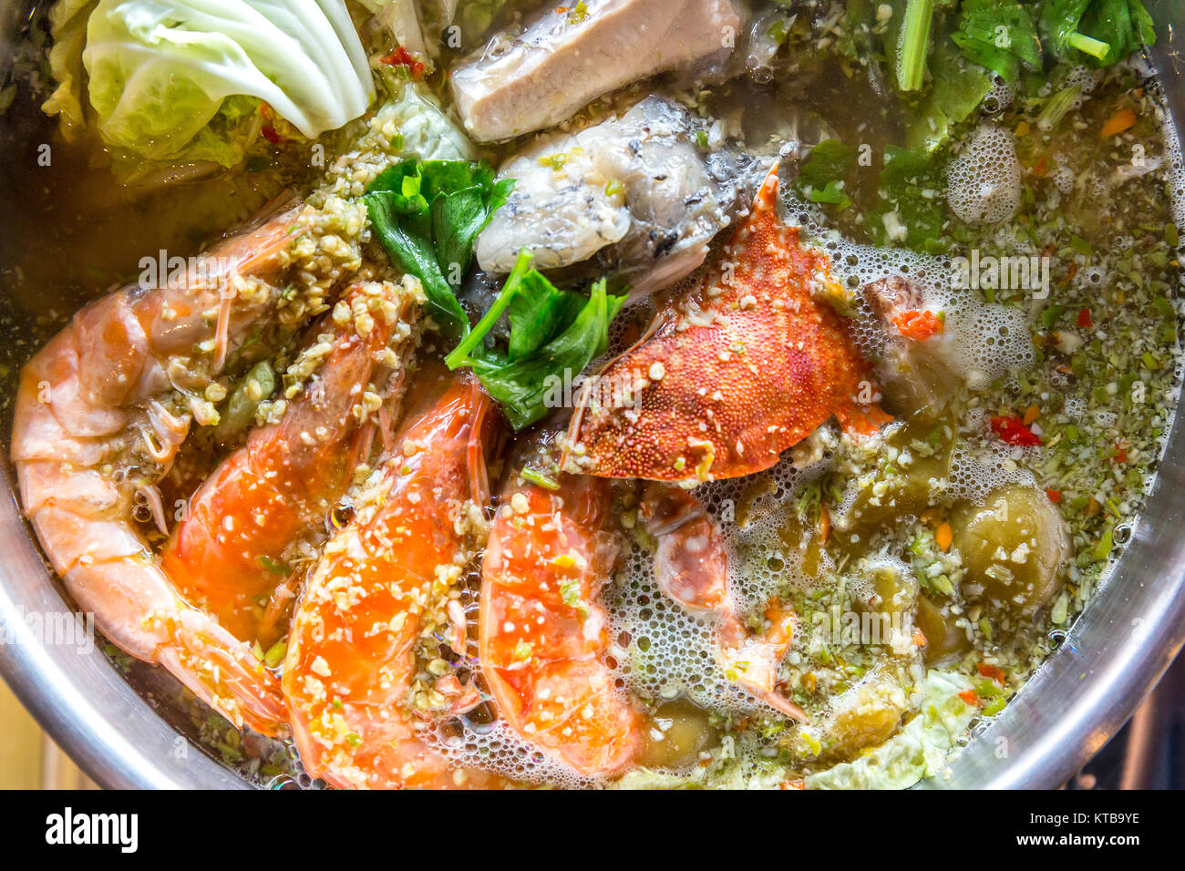 Seafood hot pot Stock Photo Alamy
