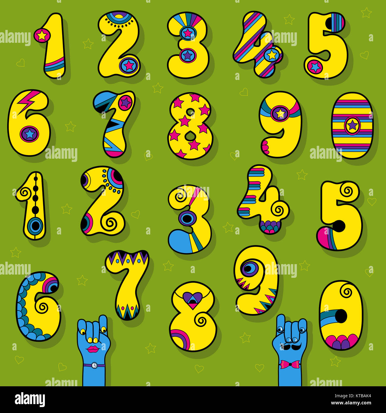 Yellow Numbers with Bright Decor Stock Photo Alamy