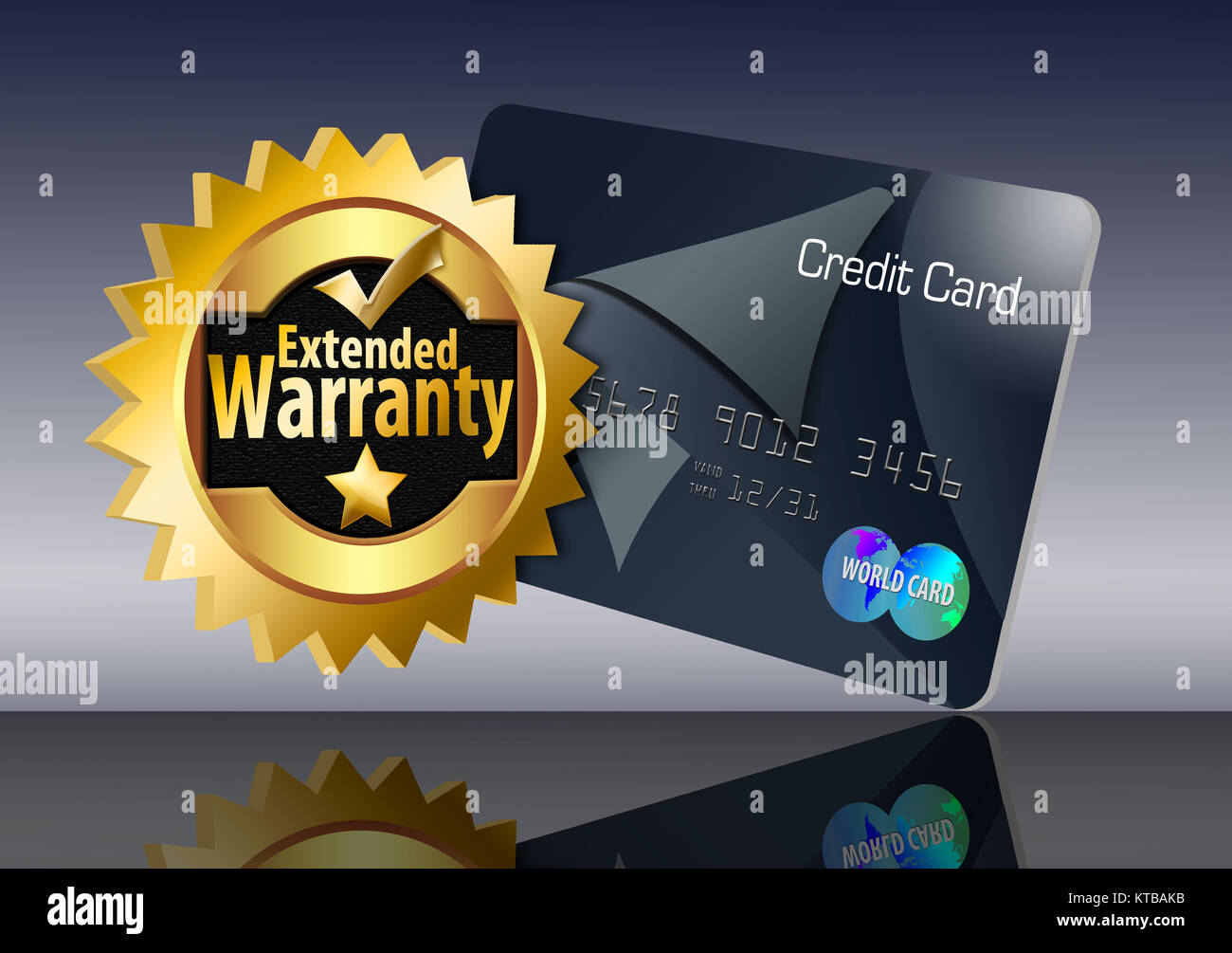 An extended warranty emblem is seen with a credit card in an illustration about getting extra