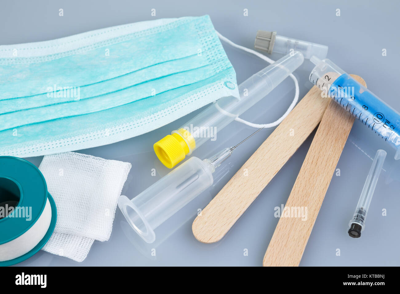 Syringes and needles and other medical items. Healthcare or pharmacy