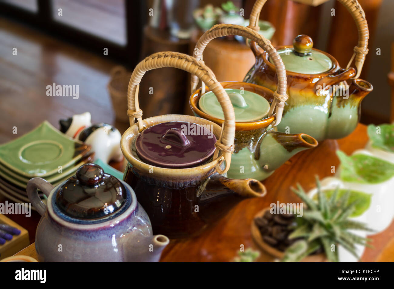 Group Of Hot Ceramic Teapots Stock Photo Alamy