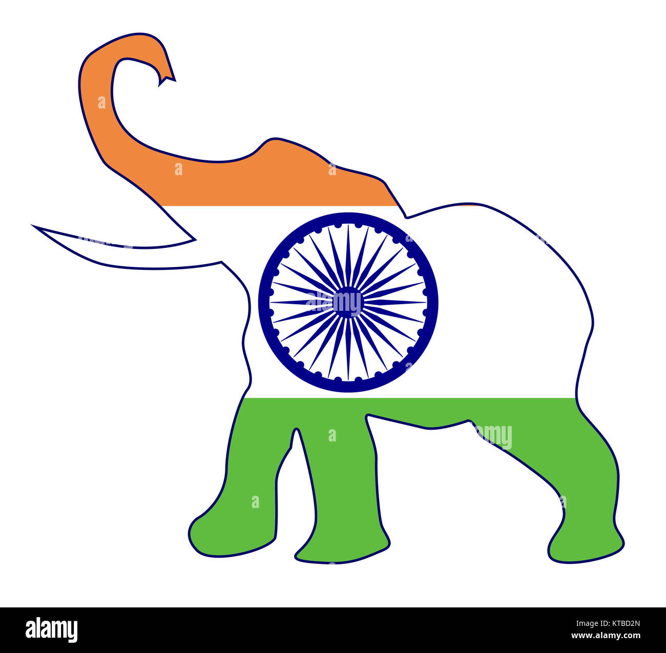 Indian Elephant With Flag Stock Photo - Alamy