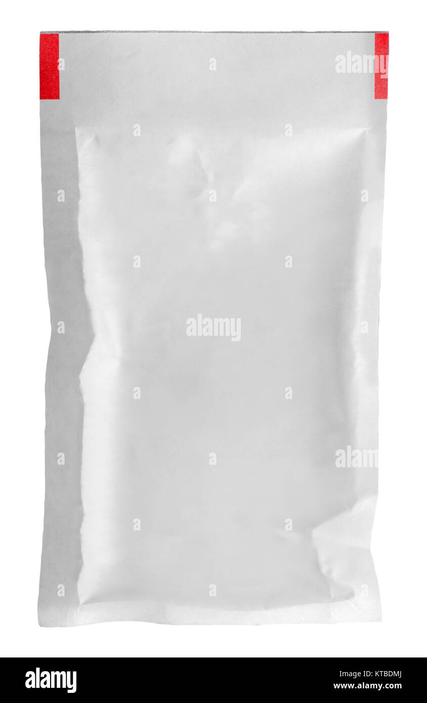 Clear white packet vertically Stock Photo