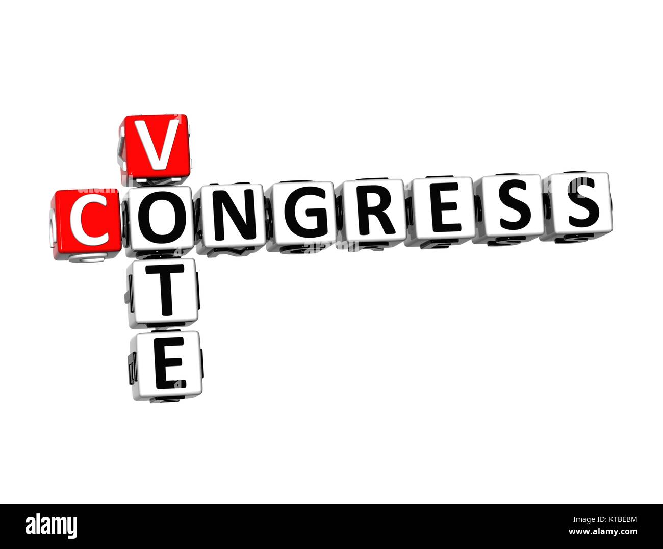 3D Crossword Vote Congress over white background. Stock Photo