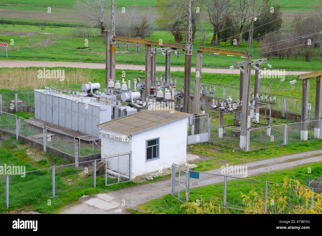 Electrical substation for power supply to an industrial facility Stock Photo