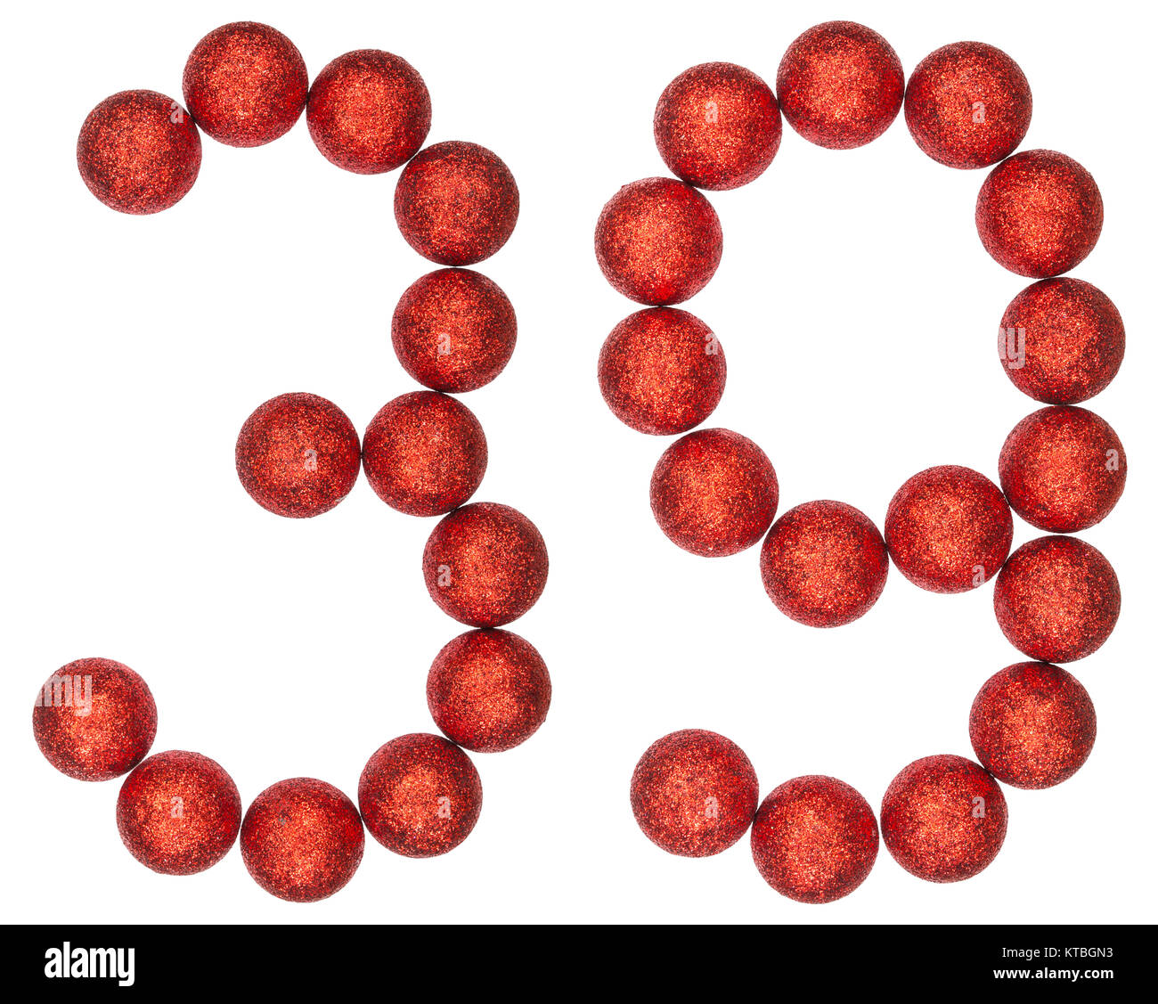 Numeral 39, thirty nine, from decorative balls, isolated on white background Stock Photo