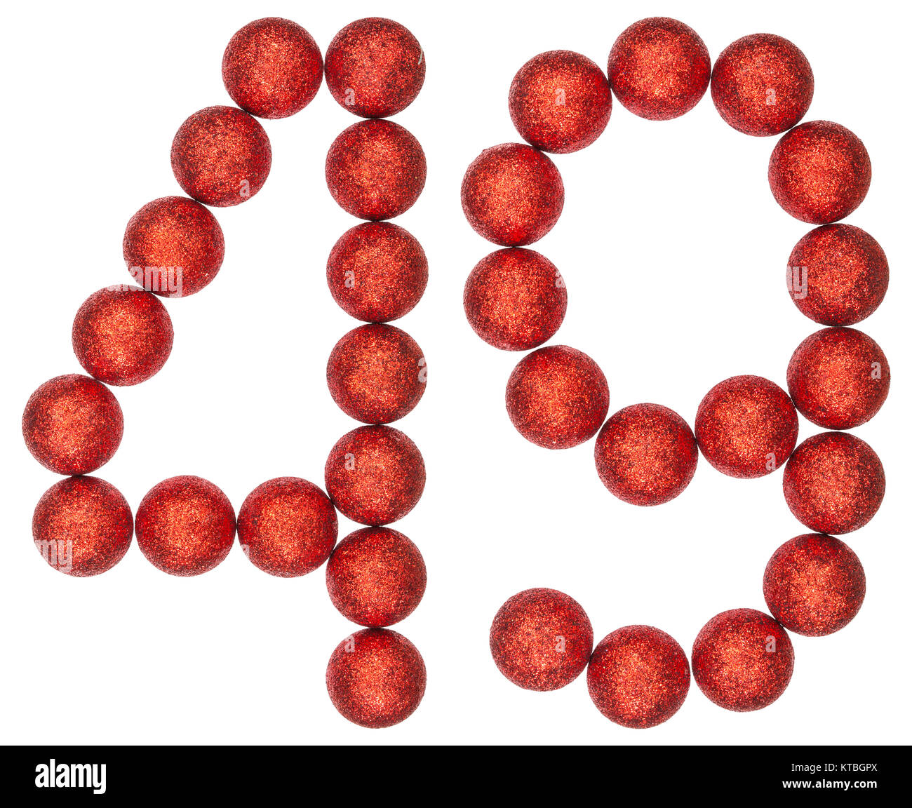 Numeral 49, forty nine, from decorative balls, isolated on white background Stock Photo