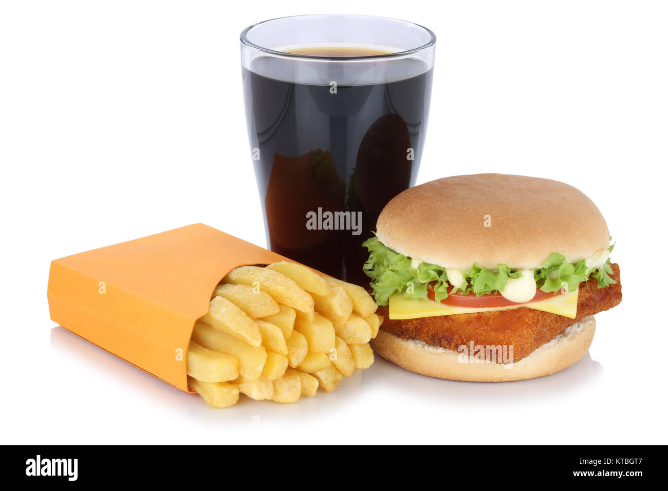 Fischburger Fisch Burger Backfisch Hamburger Menu Menü Menue mit Pommes ...