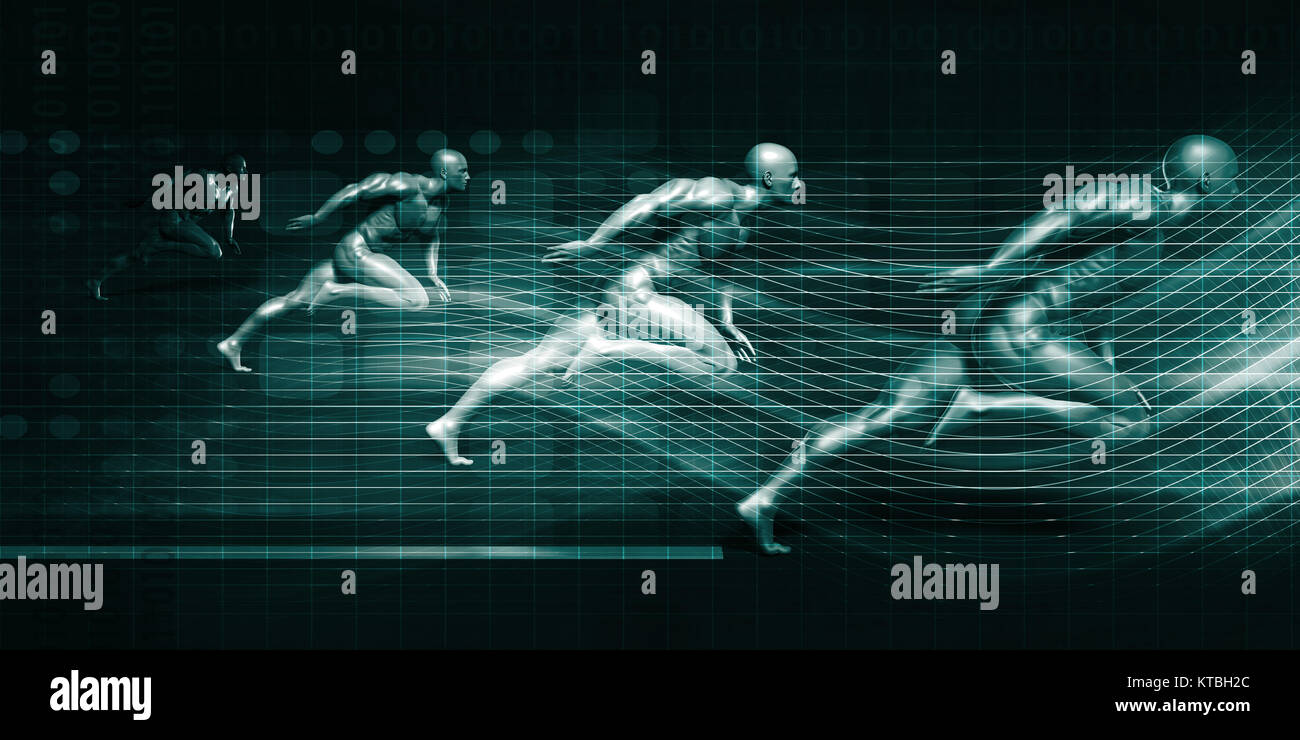 Technology Run Men Running on Technology Background Stock Photo - Alamy