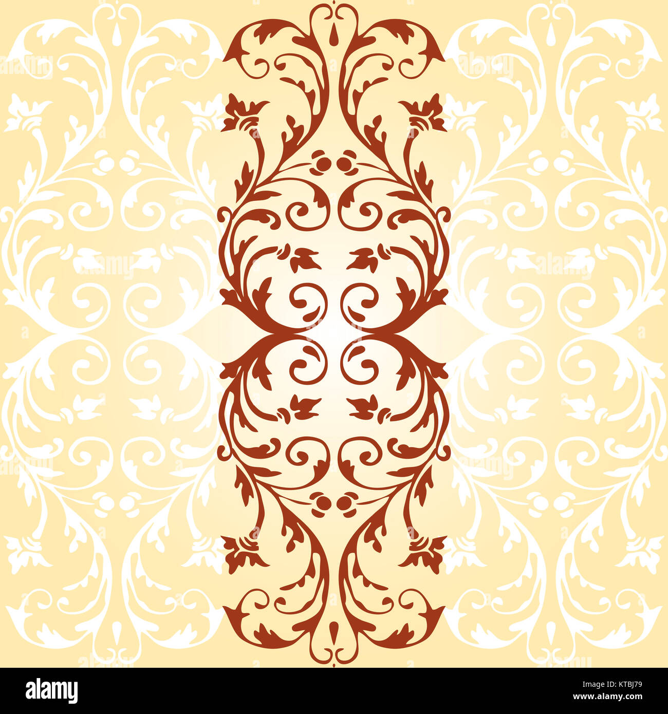 Vector card with vintage ornaments flourishes with floral elements border Stock Photo