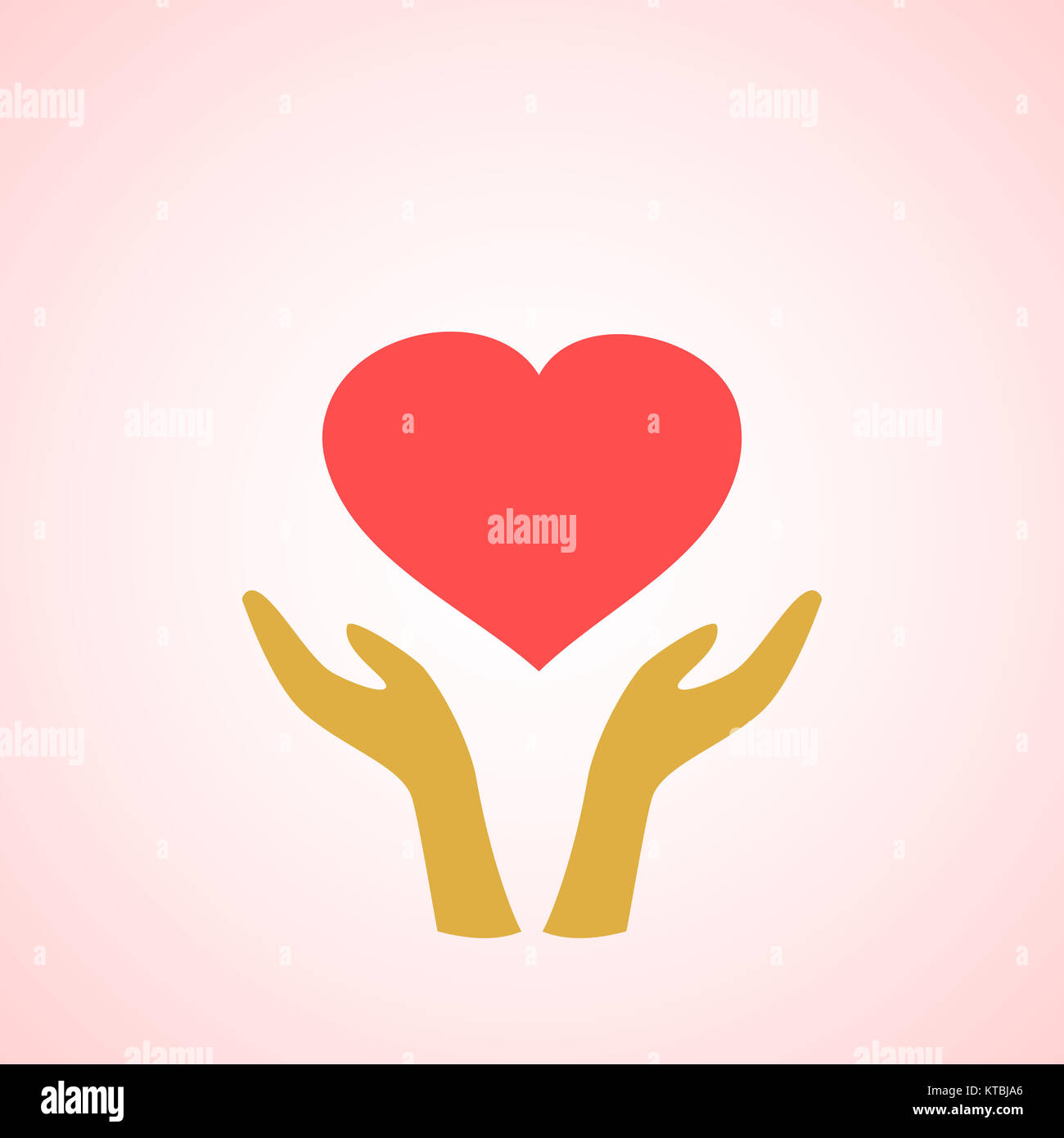 Stylized red heart on hands vector icons Stock Photo Alamy
