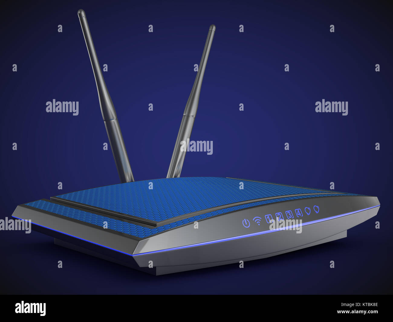 modem with blue light Stock Photo Alamy