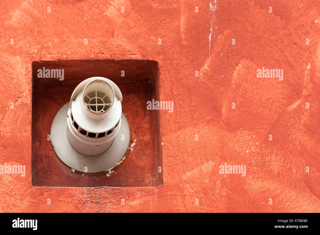 Chimney for smoke outlet on the wall for boiler airtight Stock Photo
