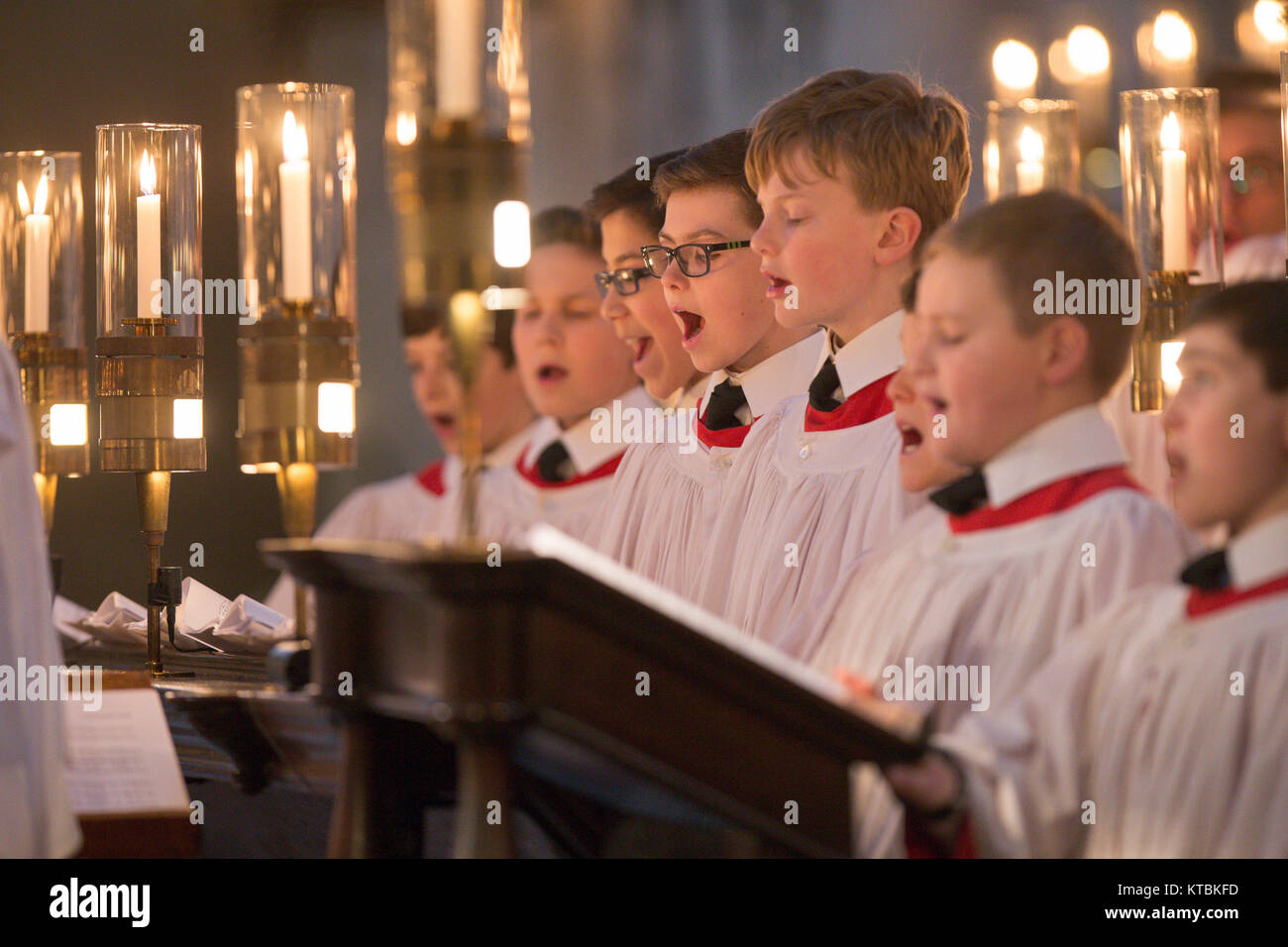 The King's College choir in Cambridge rehearsing for the Festival of