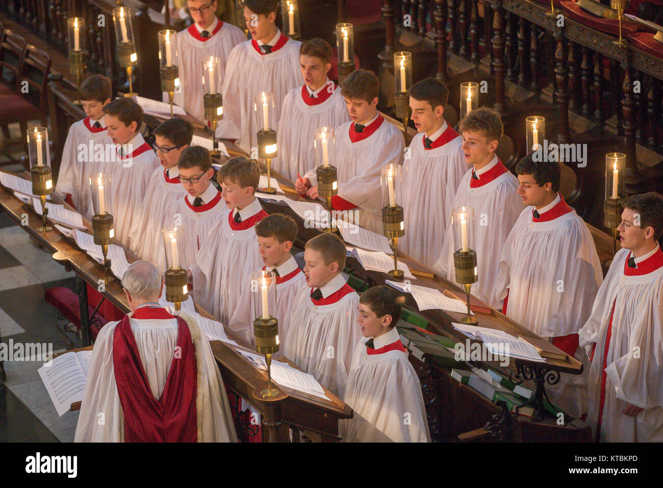 The King's College choir in Cambridge rehearsing for the Festival of