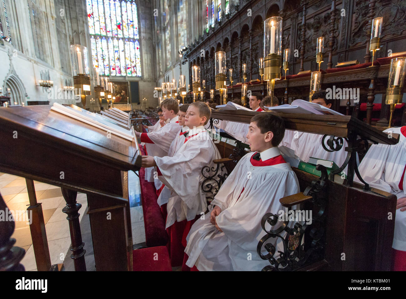 The King's College choir in Cambridge rehearsing for the Festival of