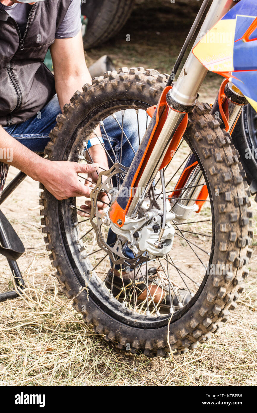 Repair of a sports motorcycle wheel closeup Stock Photo Alamy