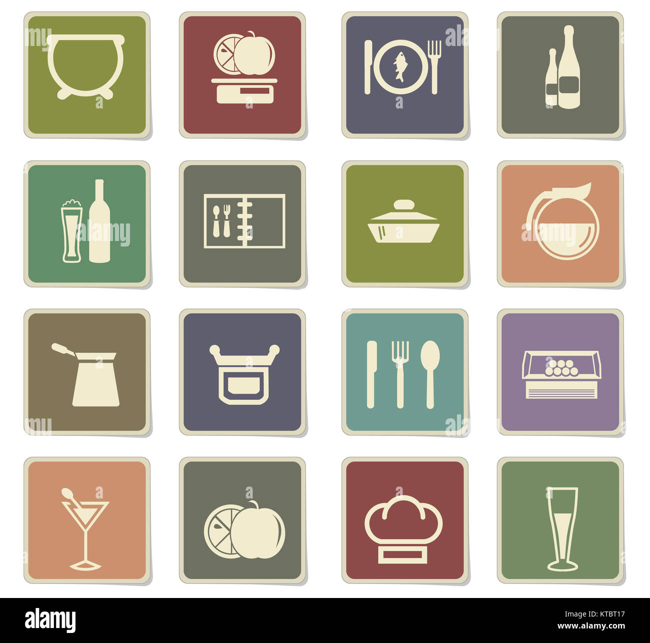 food and kitchen icon set Stock Photo - Alamy