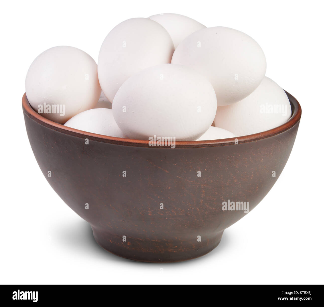 White Eggs Into Ceramic Bowl Stock Photo