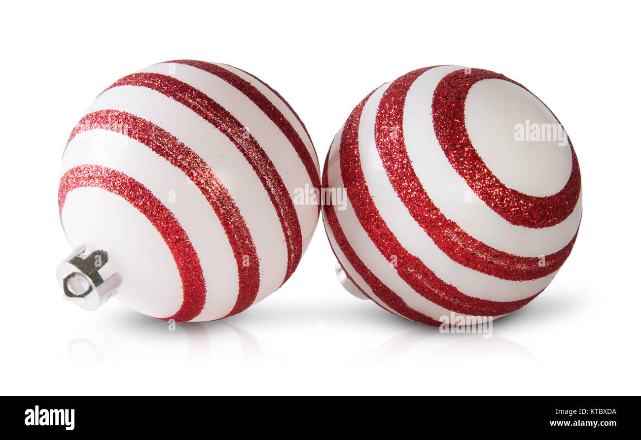 Two Red And White Christmas Balls Stock Photo Alamy