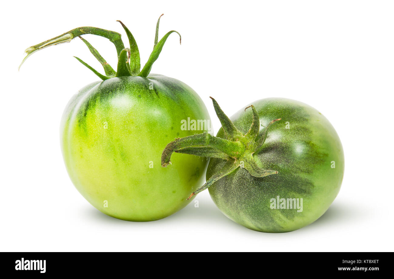 Two green tomatoes near Stock Photo