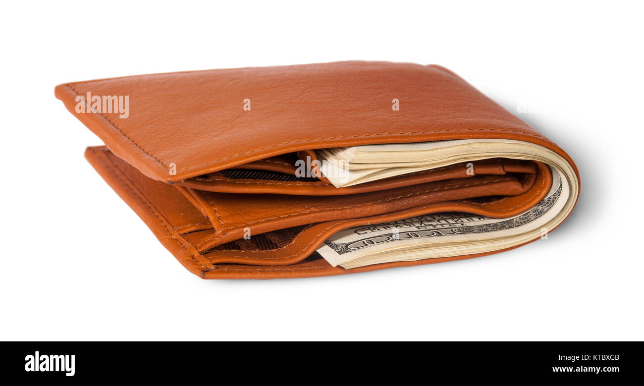 Leather Wallet Full Of Dollars Stock Photo