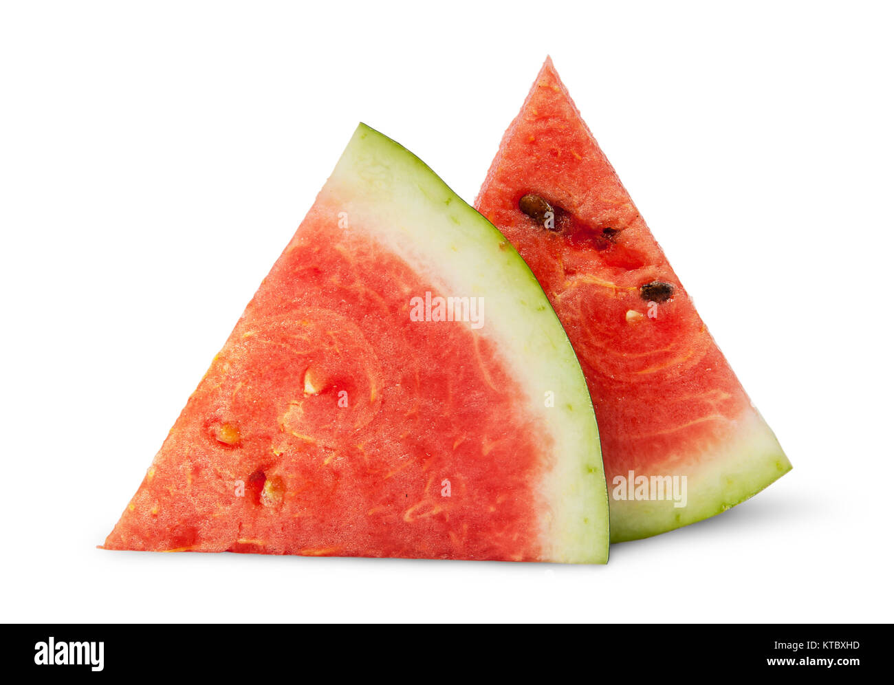Two pieces of ripe watermelon each other Stock Photo