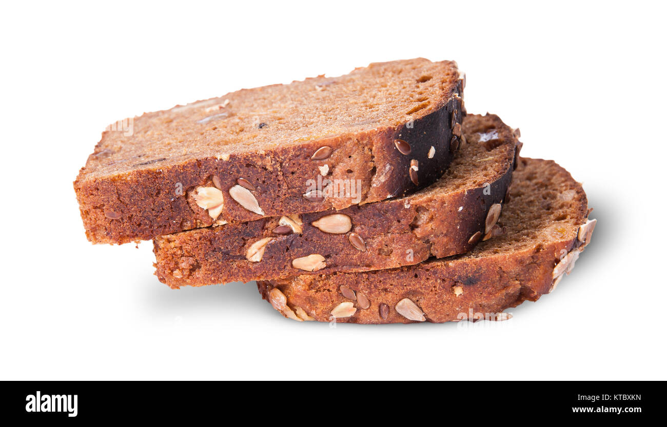 Unleavened three pieces bread with seeds on each other Stock Photo