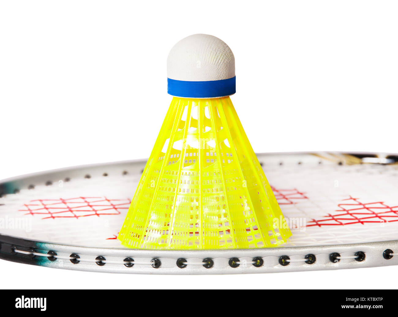 Shuttlecock stand on the badminton racket Stock Photo Alamy