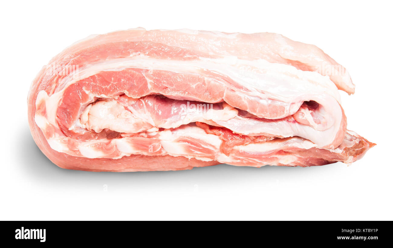 Raw Pork Ribs On A Roll Lying On Its Side Stock Photo