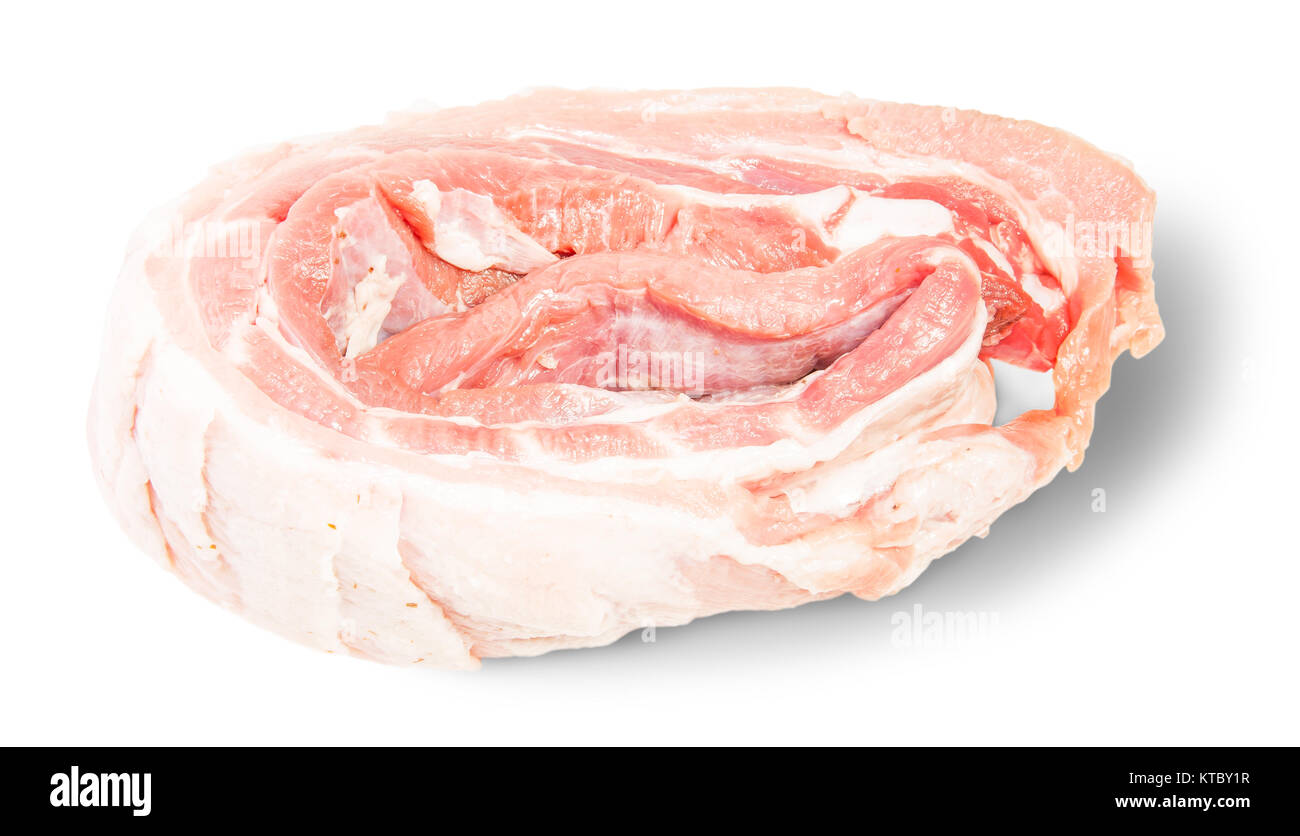 Raw Pork Ribs On A Roll Rotated Stock Photo