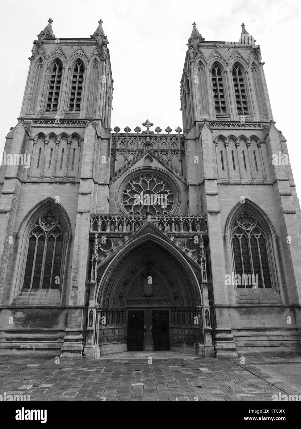 Bristol Cathedral in Bristol in black and white Stock Photo