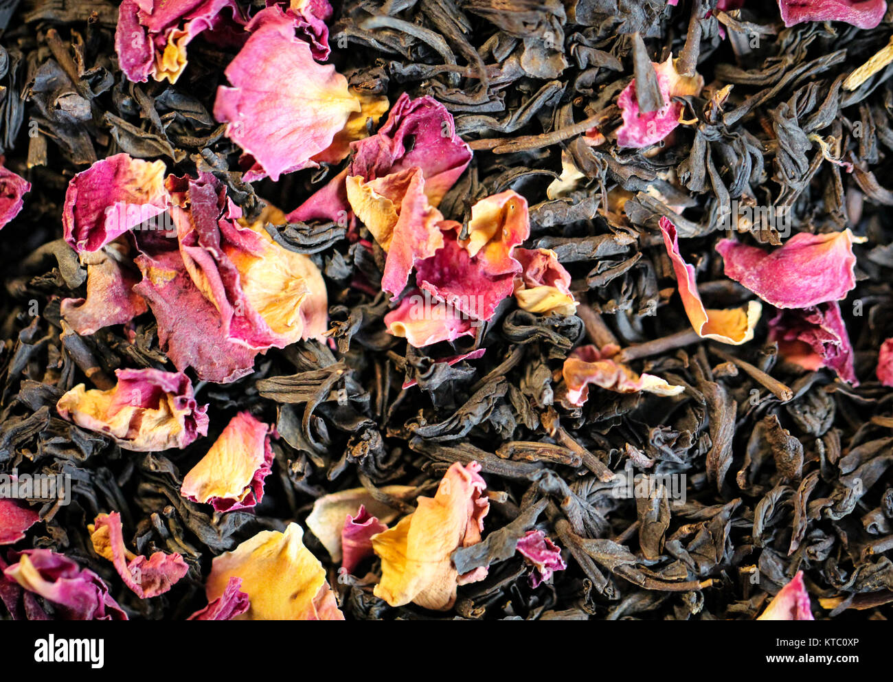 black tea with rose petals,relaxation,enjoyment Stock Photo - Alamy