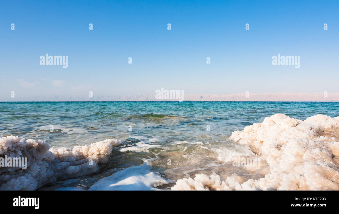 salt close up on coast of Dead Sea Stock Photo