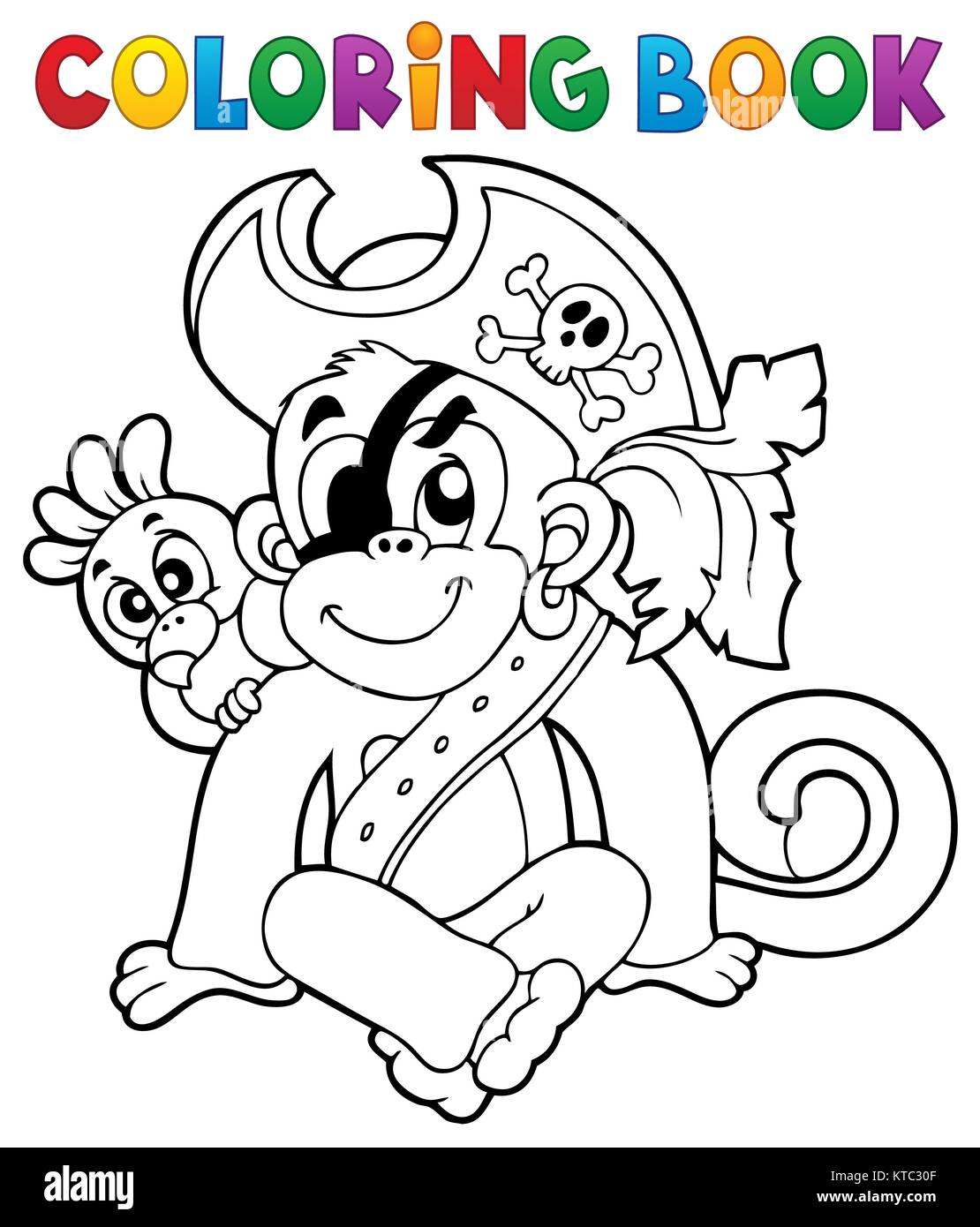 Coloring book pirate monkey image 1 Stock Photo