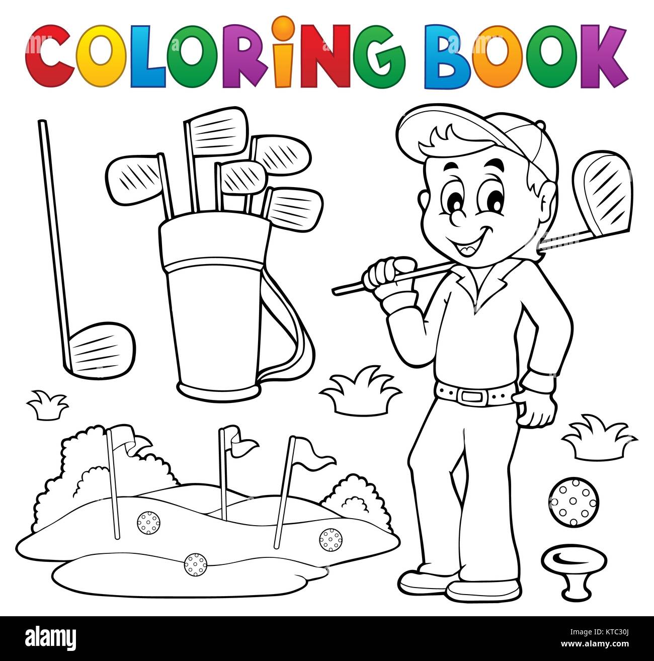 Coloring book with golf theme Stock Photo Alamy
