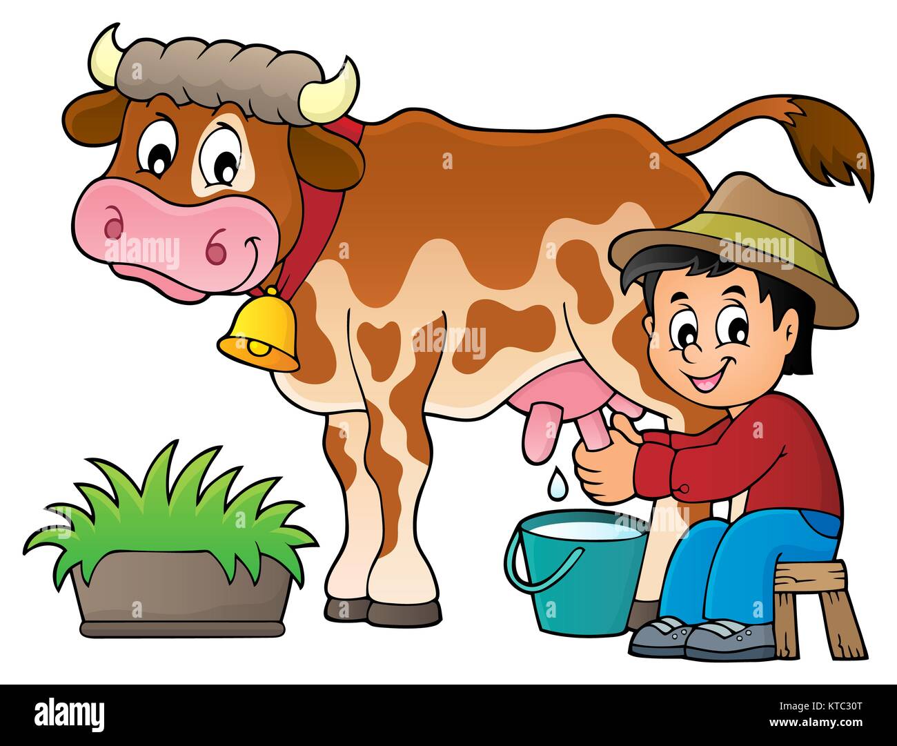 Farmer milking cow image 1 Stock Photo