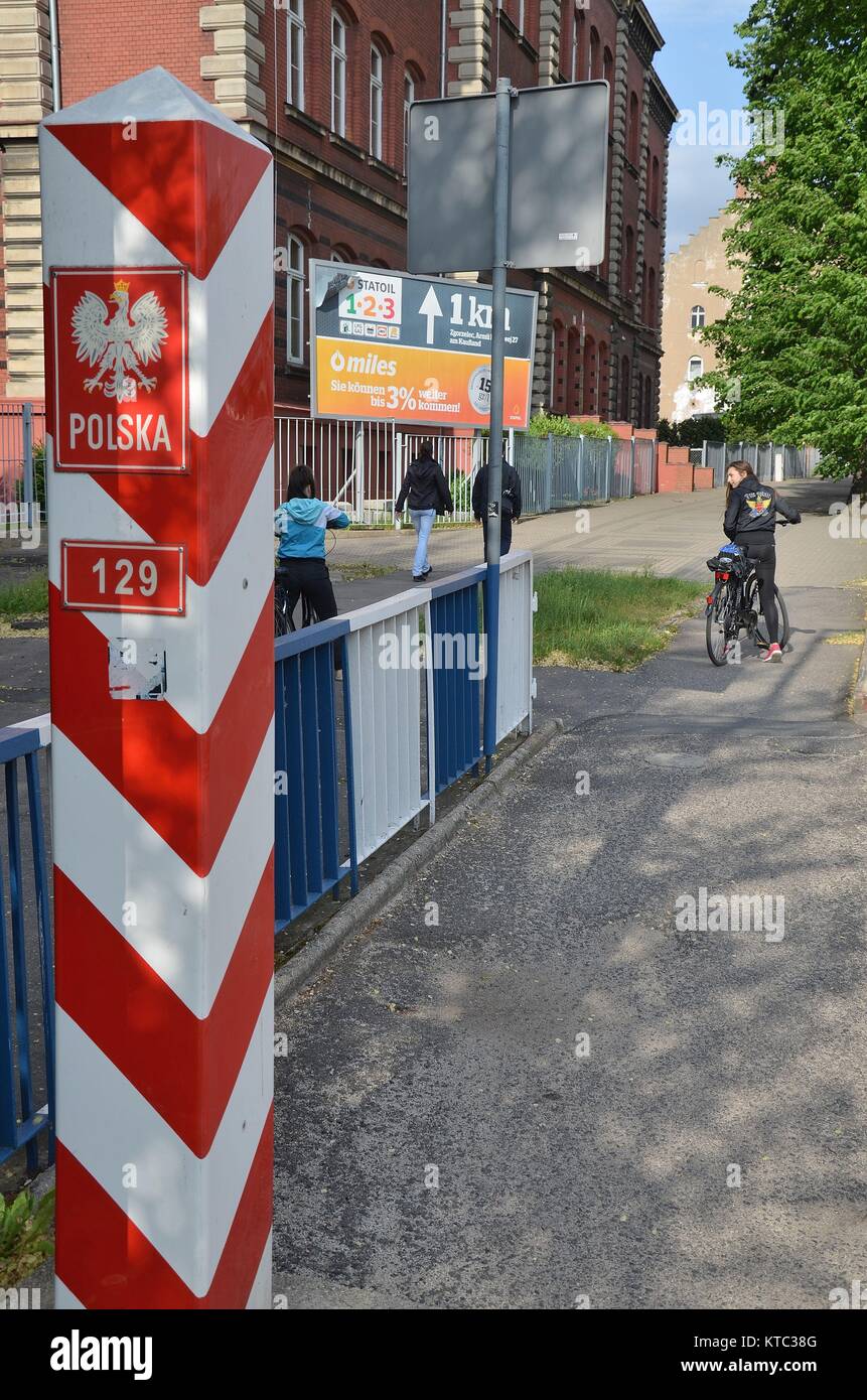 The border town of Zgorzelec (Poland) the border crossing between