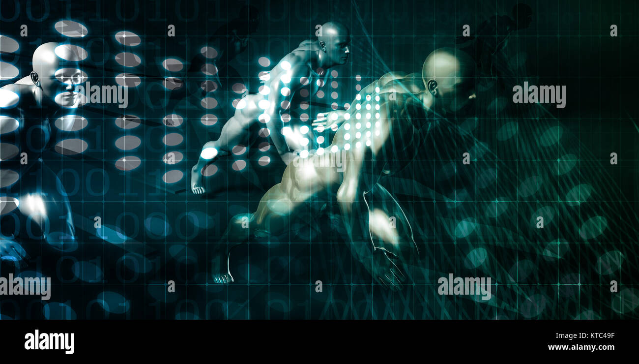 Tech Man Running Men Running on Technology Background Stock Photo - Alamy