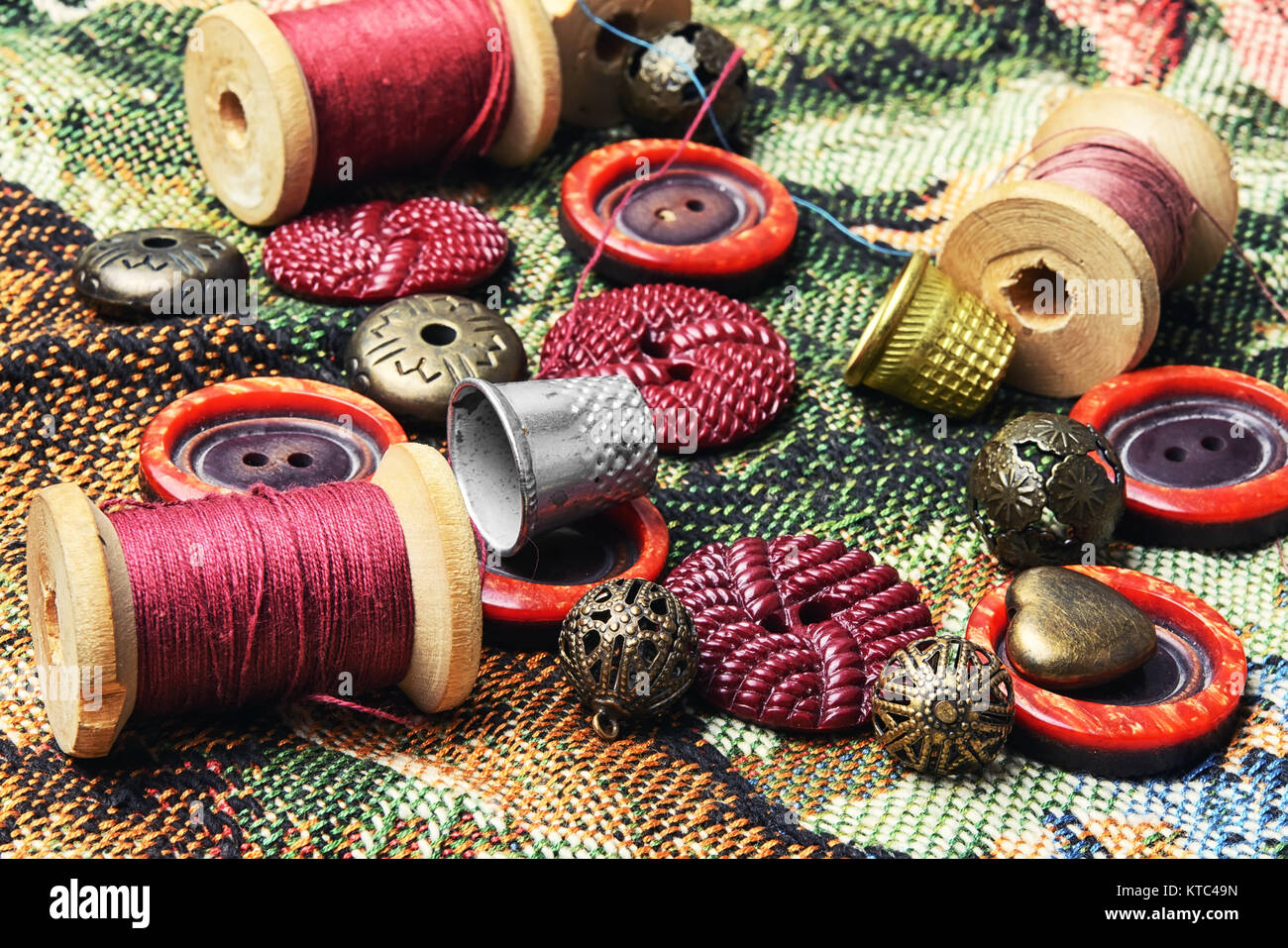 Set of different buttons from clothing,thread and sewing supplies Stock ...