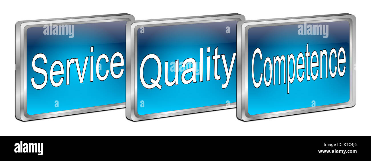 blue Service Quality Competence Button - 3D illustration Stock Photo ...