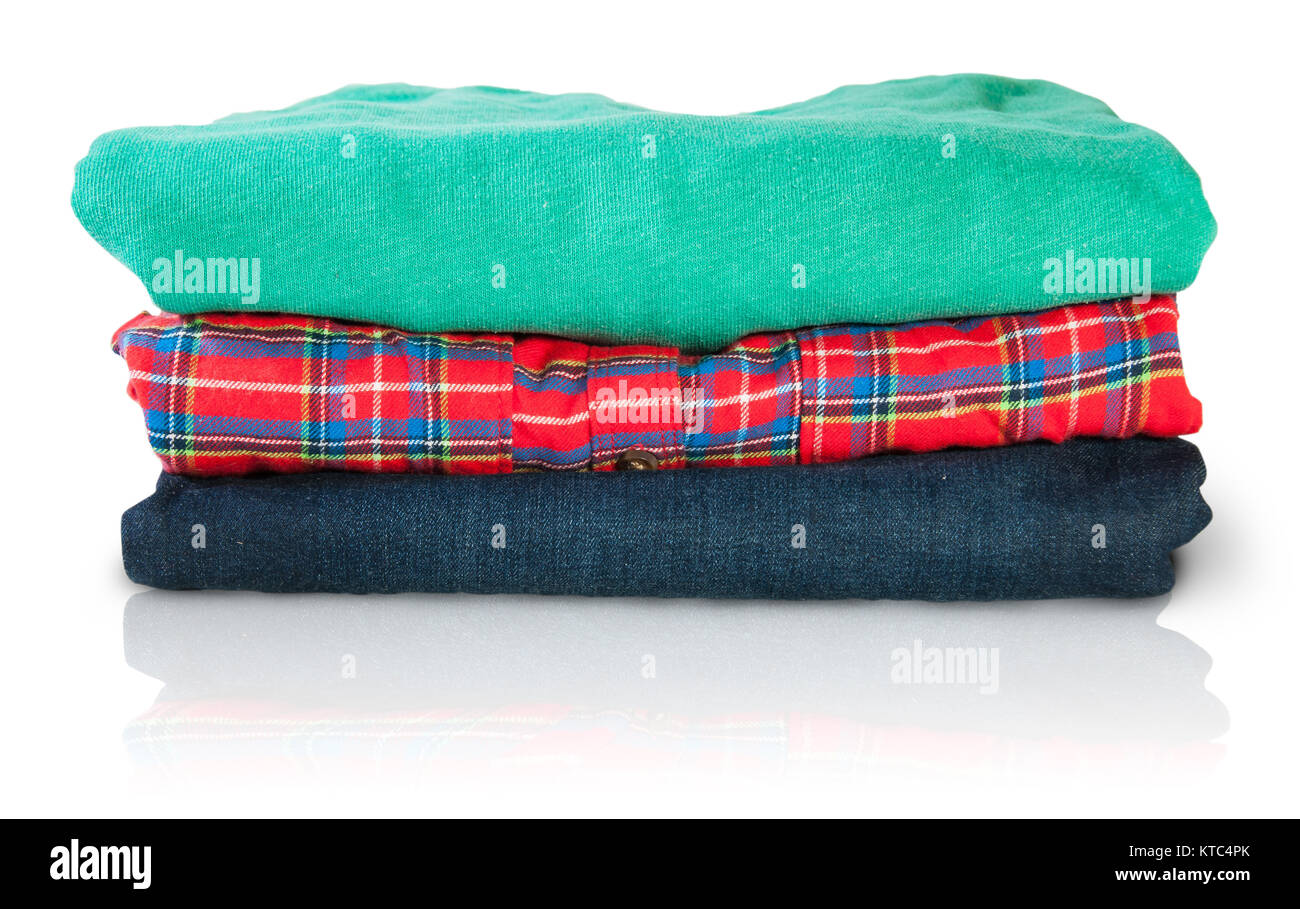Stack Of Multicolored Casual Clothes Stock Photo