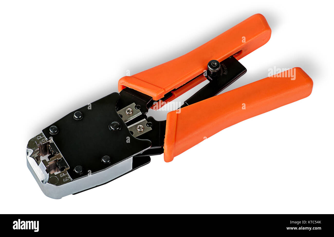 Crimping pliers for twisted pair Stock Photo