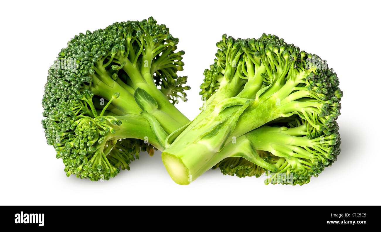 Two broccoli florets beside Stock Photo