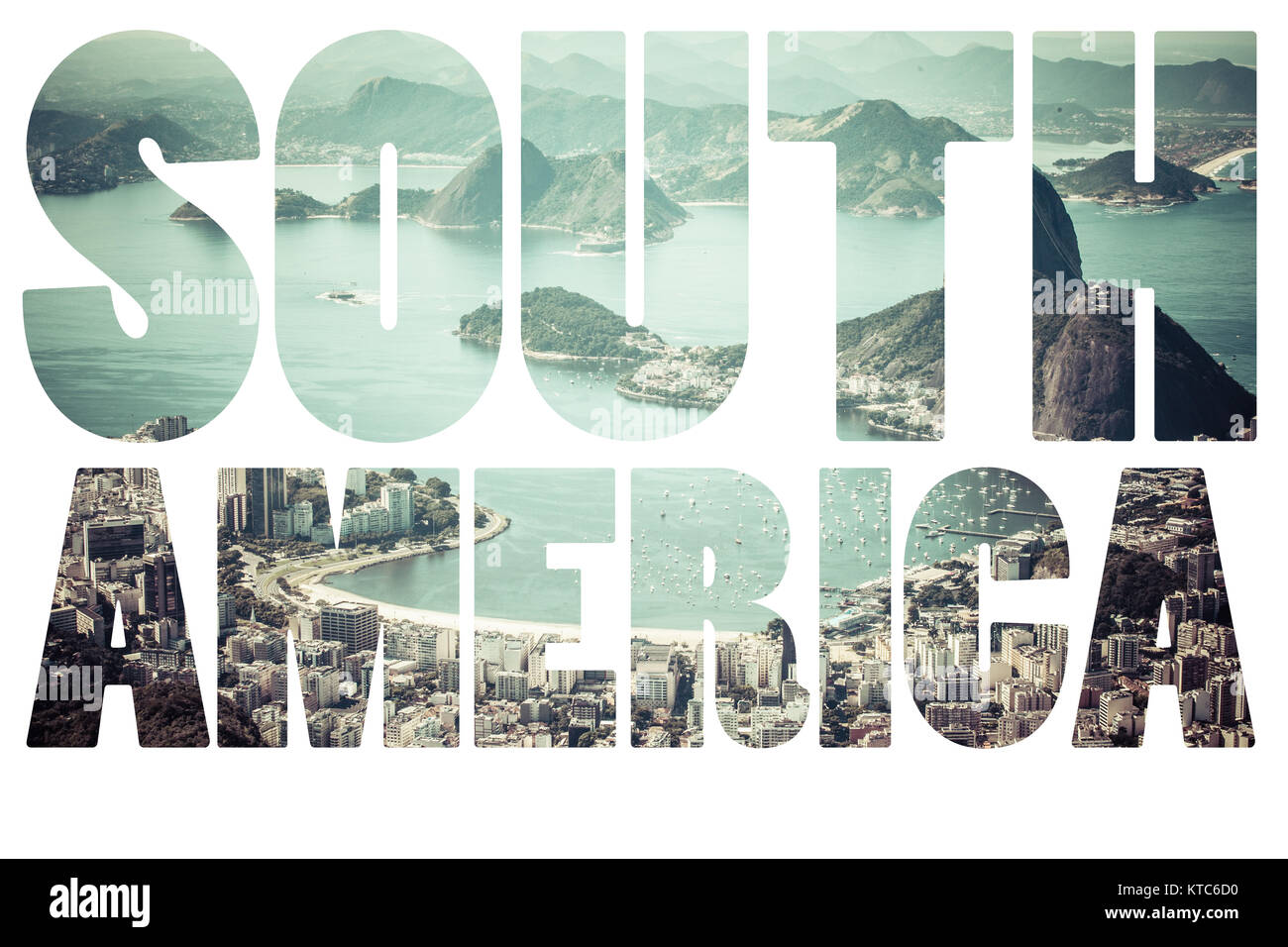 Word South America in Rio de Janeiro, Brazil. Stock Photo
