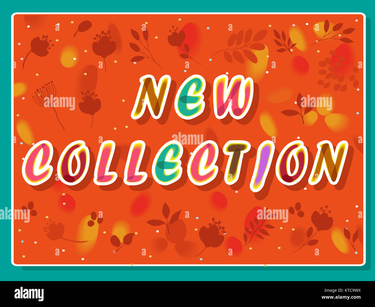 New collection inscription with floral background Stock Photo - Alamy
