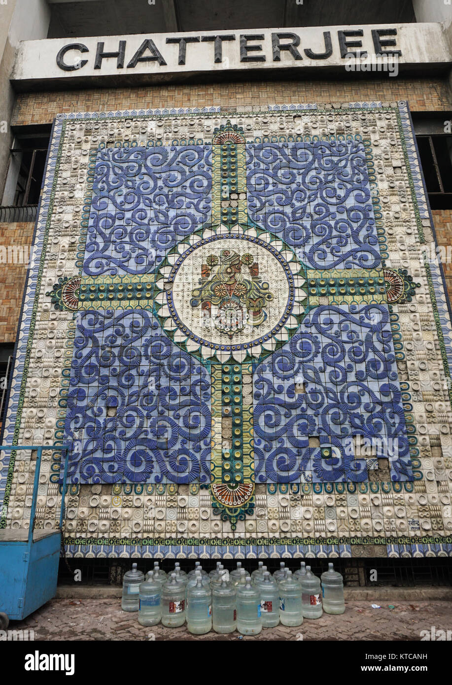 Decorations on the ceramic wall at the colonial buildings in Kolkata
