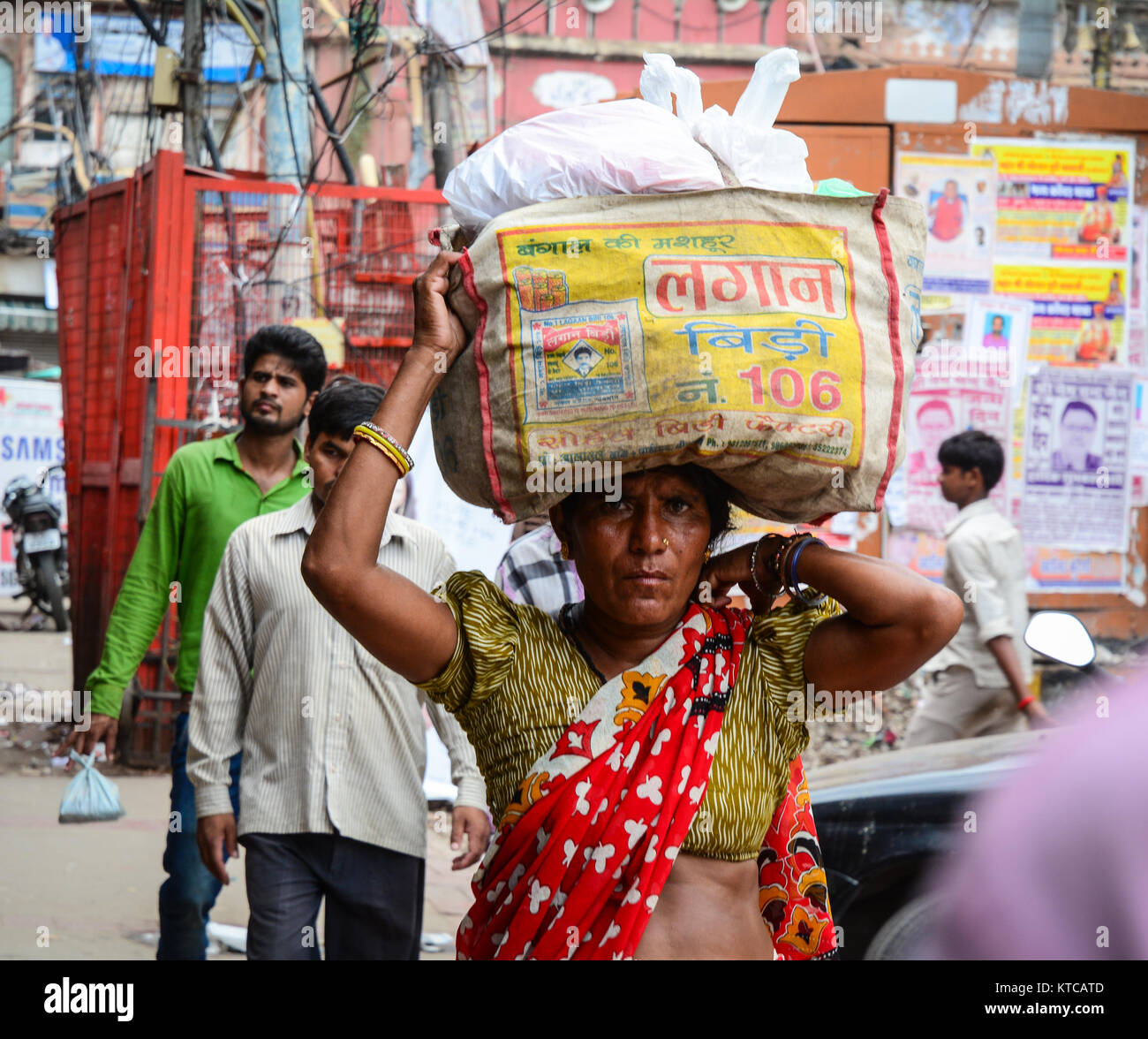 Delhi, India - Jul 26, 2015. People walking at the old market in Delhi, India. According to the 2011 census of India, the population of Delhi is 16,75 Stock Photo