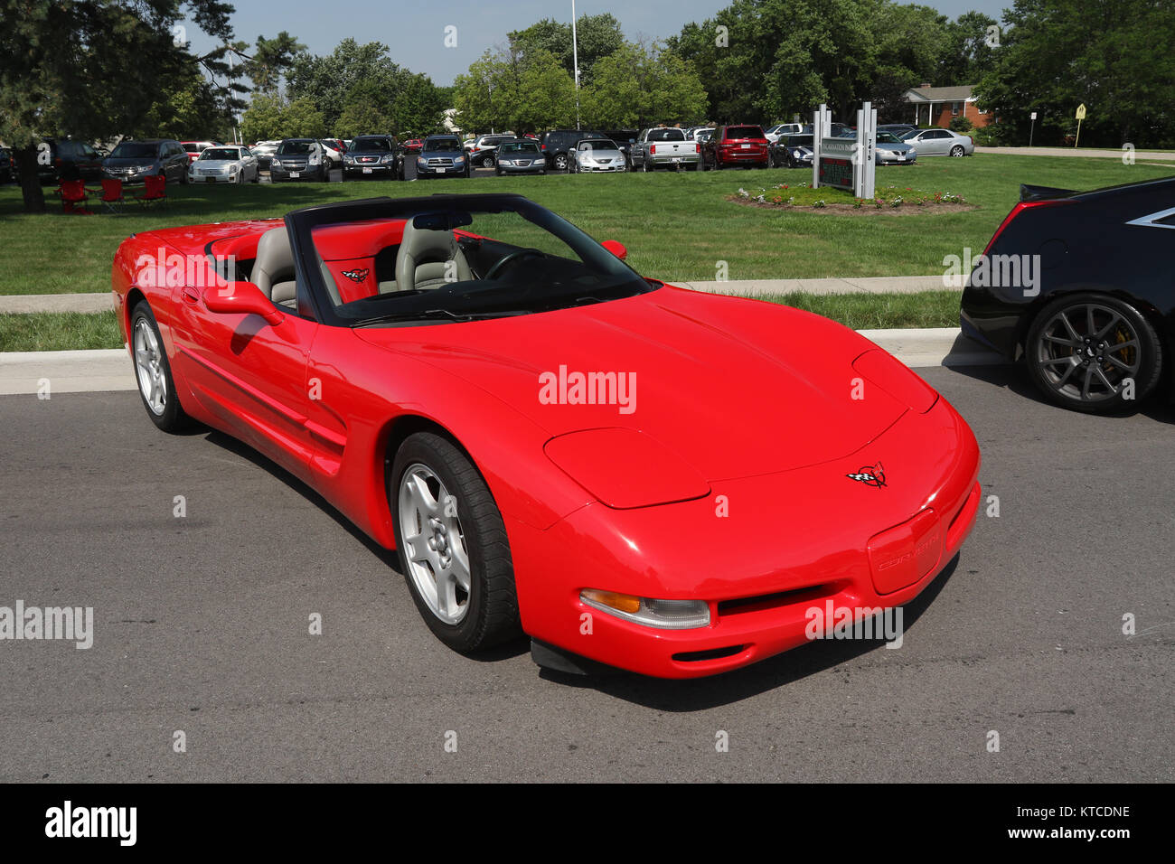 Auto Chevrolet Corvette. Red. Car Show at CentervilleWashington